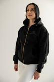 Unisex Gold Zipper Hoodie Deep Black