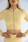 Ribbed Shape Jacket Creme Yellow