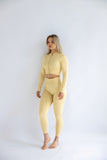 Ribbed Shape Jacket Creme Yellow